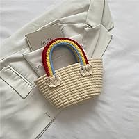 Cute Rainbow Small Handbags Women's New Handmade Cotton Thread Women's Bag Straw Bag Leisure Seaside Vacation Beach Bag