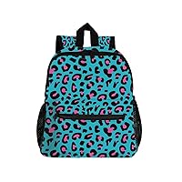 My Daily Preschool Kids Backpack, Leopard Print Pink Blue Mini Bookbag Kindergarten Nursery Bags for Boys Girls Toddler
