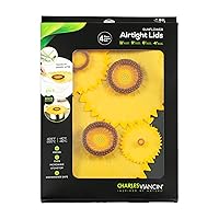 Charles Viancin - Sunflower Lid Gift-Box - Set of 4 Silicone Lids for Food Storage and Cooking - 11''/28cm + 9''/23cm + 6''/15cm + 4''/10cm - Airtight Seal on Any Smooth Rim Surface