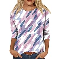 Womens Blouses Dressy Casual, 3/4 Sleeve Shirts for Women Print Graphic Tees Blouses Casual Plus Size Basic Tops Pullover
