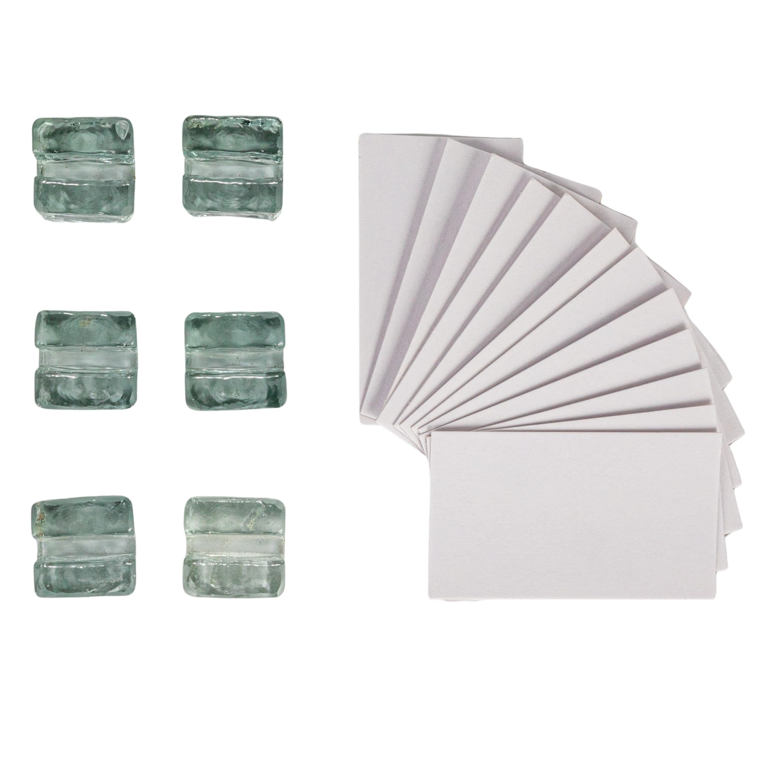 Creative Co-Op Glass Cube Place Card/Photo Holders with Paper Cards, Clear, Set of 6