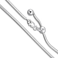Sterling Silver Round Snake 1.9mm 2.2mm 2.4mm 3mm 4mm 5mm Chain Solid 925 Necklace