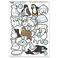 Arctic Animals - Snow Winter Christmas Cute Seal Polar Bear Penguin Slap-STICKZ(TM) Party Scrapbook Craft Car Window Locker Stickers