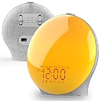 Sunrise Alarm Clock for Kids with Sunrise Simulation, Dual Alarms, FM Radio - Light Gray