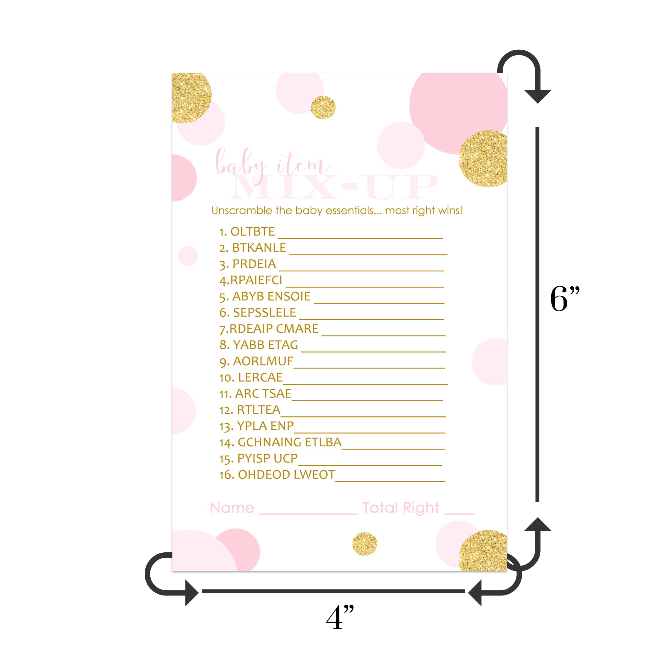 Paper Clever Party Pink and Gold Baby Shower Word Scramble Game for Girls (25 Pack) Unscramble The Phrases Activity Cards Princess Favors Twinkle Little Star Event Supply 4x6 Printed Set