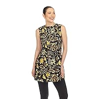 white mark Women's Floral Print Sleeveless Pleated Tunic Top with Pockets