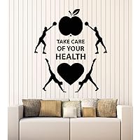 Vinyl Wall Decal Take Care Health Lifestyle Sport Gym Fitness Stickers Mural Large Decor (g5587) Black
