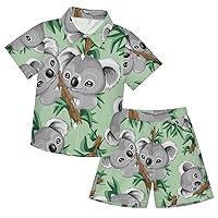 Koala Cute Baby Boys Hawaiian Shirts Toddler Collared Shirt Boy