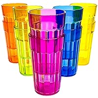 10 oz Small Drinking Glasses,BPA Free Cups,Unbreakable Plastic Tumblers,Set of 10 Highball Water Juice Cups for Kids/Adults in 5 Assorted Colors,Dishwasher Safe