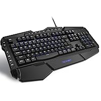 TECKNET Heavy Duty Ergonomic Backlit LED Illuminated Anti-ghosting USB Wired PC Computer Gaming Keyboard with Waterproof Design, 7 Colors, US Layout