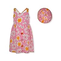Bonnie Jean Girls' 2-Piece Daisy Dress Hat Set Outfit - pink, 2t