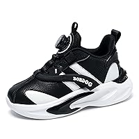 Kid's Rotating Buckle Running Shoes, Breathable and Lightweight Walking Shoes, Anti Slip and Wear-Resistant Sports Shoes, Synthetic Leather Upper Running Shoes, Fashionable Sports Shoes.