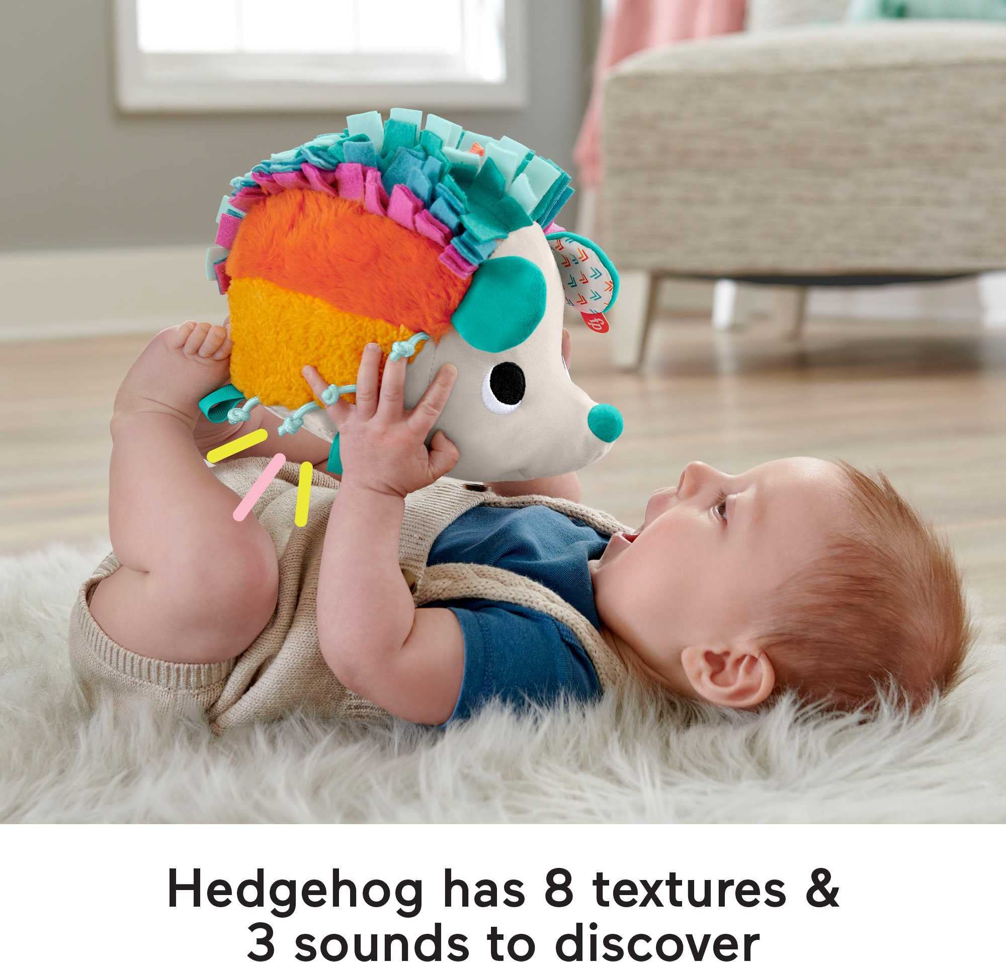 Fisher-Price Baby Gift Set 3-In-1 Music, Glow And Grow Gym & Hedgehog Plush, Playmat With 5 Linkable Toys For Newborn Sensory Play