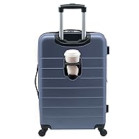 Wrangler Smart Luggage Set with Cup Holder and USB Port, Navy Blue, 20-Inch Carry-On