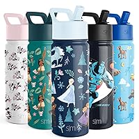 Disney Frozen Kids Water Bottle with Straw Lid | Reusable Insulated Stainless Steel Cup for Girls, School | Summit Collection | 18oz, Anna and Elsa