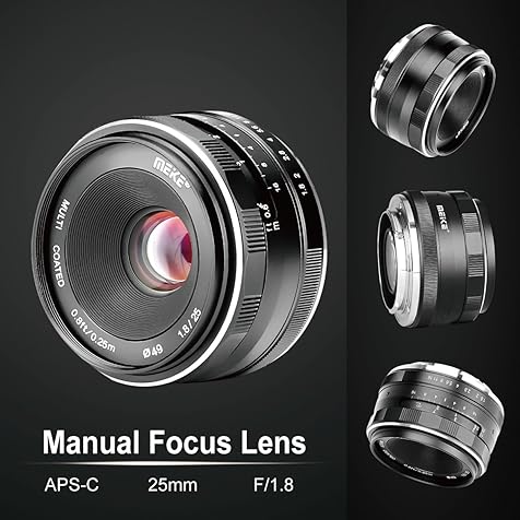 25mm F1.8 Large Aperture Wide Angle Lens Manual Focus Lens Compatible with Fujifilm X Mount Mirrorless Cameras X-Pro2 X-E3 X-T1 X-T2 X-T3 X-T4 X-T5 X-T10 X-T20 X-A2 X-E2 X-T100 X-T200
