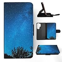 Blue Space Skies Constellation FLIP Wallet Phone CASE Cover for Samsung Galaxy S23 Ultra