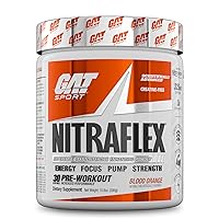 GAT SPORT Nitraflex Advanced Pre-Workout Powder, Increases Blood Flow, Boosts Strength and Energy, Improves Exercise Performance, Creatine-Free (Blood Orange, 30 Servings)