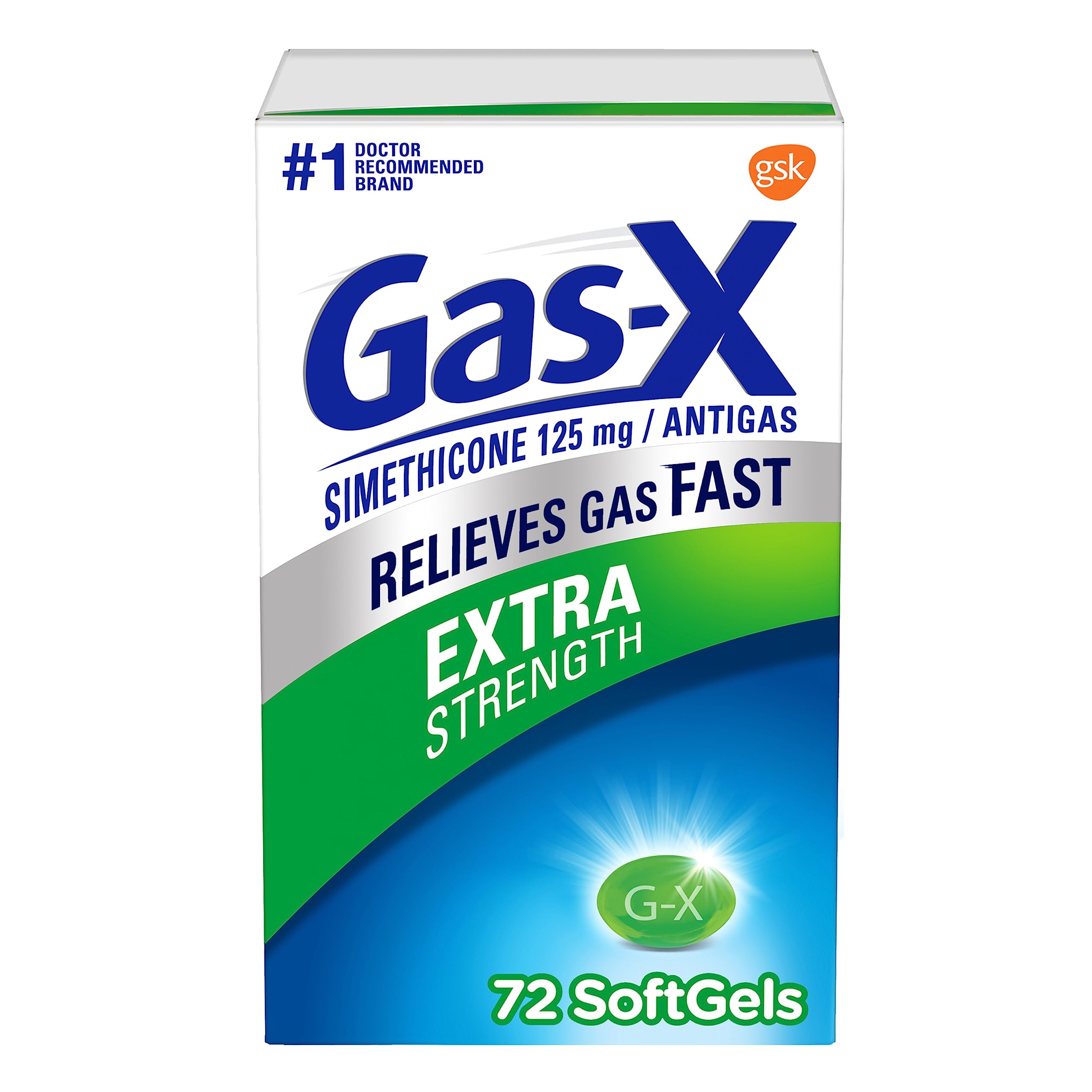 Gas-X Extra Strength Gas Relief Softgels with Simethicone 125 mg for Bloating Relief - 72 Count