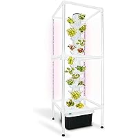 Garden Hydroponics Growing System 45 Pods Smart Garden Planter Vertical Hydroponics Tower with LED Timed Grow Light, Germination Aeroponics Growing Kit with Hydrating Pump,Adapter,Net PotsTimer
