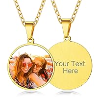 Custom4U Picture Necklace Personalized Custom Dog Tag/Disc/Heart Pendant Picture Jewelry Engraved Memory Chain with Photo Name Customized Photo Gifts for Men Women (Gift Box)