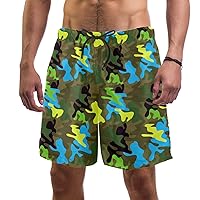 Camouflage Disruptive Pattern Swim Trunks Elastic Swimsuit Board Shorts Beach Shorts with Pockets for Men