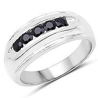 0.50 Carat Genuine Black Sapphire .925 Sterling Silver Ring