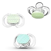 Baby Pacifier with Orthodontic Design for Healthy Dental Development - Stage 1 for Babies 0-3 Months - Pack of 3X 100% Silicone Newborn Pacifiers BPA Free - Glow-in-The-Dark
