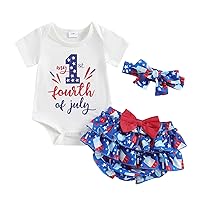 BeQeuewll Infant Newborn Baby Girl 4th of July Outfits Letter Romper Tutu Bloomers Shorts Set Independence Day Summer Clothes