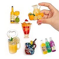 6-Pack Fruit Juice Fridge Magnets 3D Resin Magnet Refrigerator Stickers Champagne Bottle Opener Juice Cup Wine Glass for Refrigerators, Whiteboards, Maps and Other Magnetic Items