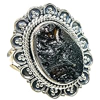 Ana Silver Co Tektite Ring Size 8.5 (925 Sterling Silver) - Handmade Jewelry, Bohemian, Vintage RING93301