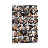 African American Latest Men's Fashion Hairstyle Poster Barber Shop Hairstyle Poster Hair Salon Poste Wall Art Paintings Canvas Wall Decor Home Decor Living Room Decor Aesthetic 24x36inch(60x90cm) Fr