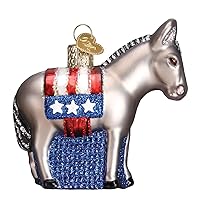 Old World Christmas Ornaments: Political Gifts Glass Blown Ornaments for Christmas Tree, Democratic Donkey