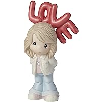 Precious Moments Little Girl Love Figurine I Can’t Hide My Love for You Blonde Girl Bisque Porcelain Figurine | Valentine's Gift | Gift for Mom, Grandma, Daughter | Hand-Painted