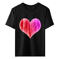 XJYIOEWT Button Down Shirts for Women Short Sleeve Silk Women's Valentine's Day Casual Round Neck Red Super Beautiful L