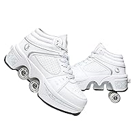 Double-Row Deform Wheel Automatic Walking Shoes Invisible Deformation Roller Skate 2 in 1 Removable Pulley Skates Skating Parkour