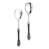 Party Essentials Salad Serving 2-Piece Stainless Steel Set with Decorative Handles Perfect for Salad Lovers, Parties, Entertaining, Gifts and More