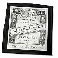 3dRose Image O Vintage F Paris Perfume Label in Black and White - Towels (twl-223065-3)