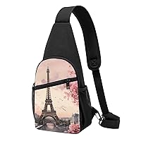 Sling Bag Crossbody for Women Fanny Pack Romantic Paris Tower Chest Bag Daypack for Hiking Travel Waist Bag