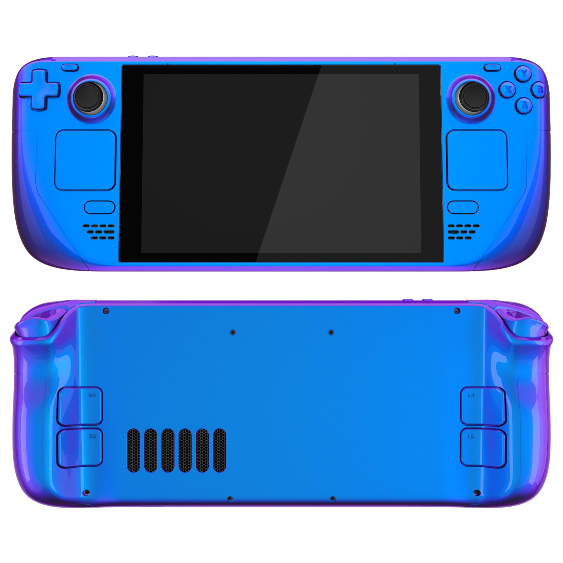 eXtremeRate Chameleon Purple Blue Faceplate Back Plate Shell for Steam Deck, Handheld Console Replacement Housing Case, Custom Full Set Shell with Buttons for Steam Deck Console - Console NOT Included