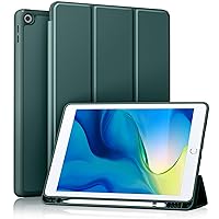 Akkerds Case Compatible with iPad 10.2 Inch 2021/2020 iPad 9th/8th Generation & 2019 iPad 7th Generation with Pencil Holder, Protective Case with Soft TPU Back, Auto Sleep/Wake Cover, Pine Green