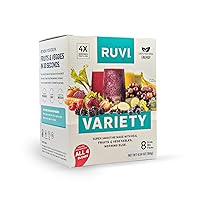 Ruvi Natural Energy Smoothies | Variety 8-Pack | Fruit and Vegetable Drink Mix | Freeze-Dried Powder | Delicious Flavor Variety Packs | On-the-Go Healthy Snack | Clean-Ingredients | Vegan | Gluten-Free & Non-GMO |