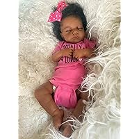 Lifelike Reborn Baby Dolls Black Girl 20 inch Realistic African American Newborn Baby Loulou Sleeping Doll Alive Detailed Handmade Babies with Soft Body Weighted Reborn Toddler Toys Child Doll Sets