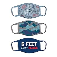 ABG Accessories Boys' 3-Pack Kid Fashionable Protection, Reusable Fabric Face Mask Age 3-7