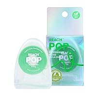 REACH POP Dental Floss | Vegan Wax & PFAS-Free | Durable & Shred Resistant | Slides Smoothly & Easily | Effective Plaque Removal | Green Color Floss | Peppermint, 54.7 YD