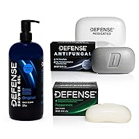 Defense Soap Peppermint 4 Oz Bar (Pack of 2), Antifungal Medicated Bar Soap, & Body Wash 32 oz - Natural Shower Gel