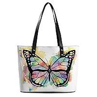 Womens Handbag Butterfly Color Leather Tote Bag Top Handle Satchel Bags For Lady