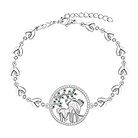 Uloveido Good Luck Mom and Daughter or Son Elephant Bracelet - Stainless Steel Heart Link Chain Bracelet for Mother from Son Daughter YA4746
