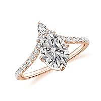 Natural Diamond Oval Crown Shaped Ring for Women Girls in Sterling Silver / 14K Solid Gold/Platinum