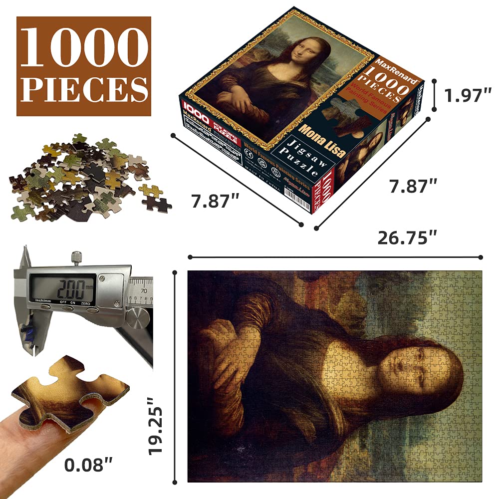 BUSCBEAR Toy 1000 Pieces Jigsaw Puzzle Game Oil Painting Collection Leonardo da Vinci Mona Lisa Smile